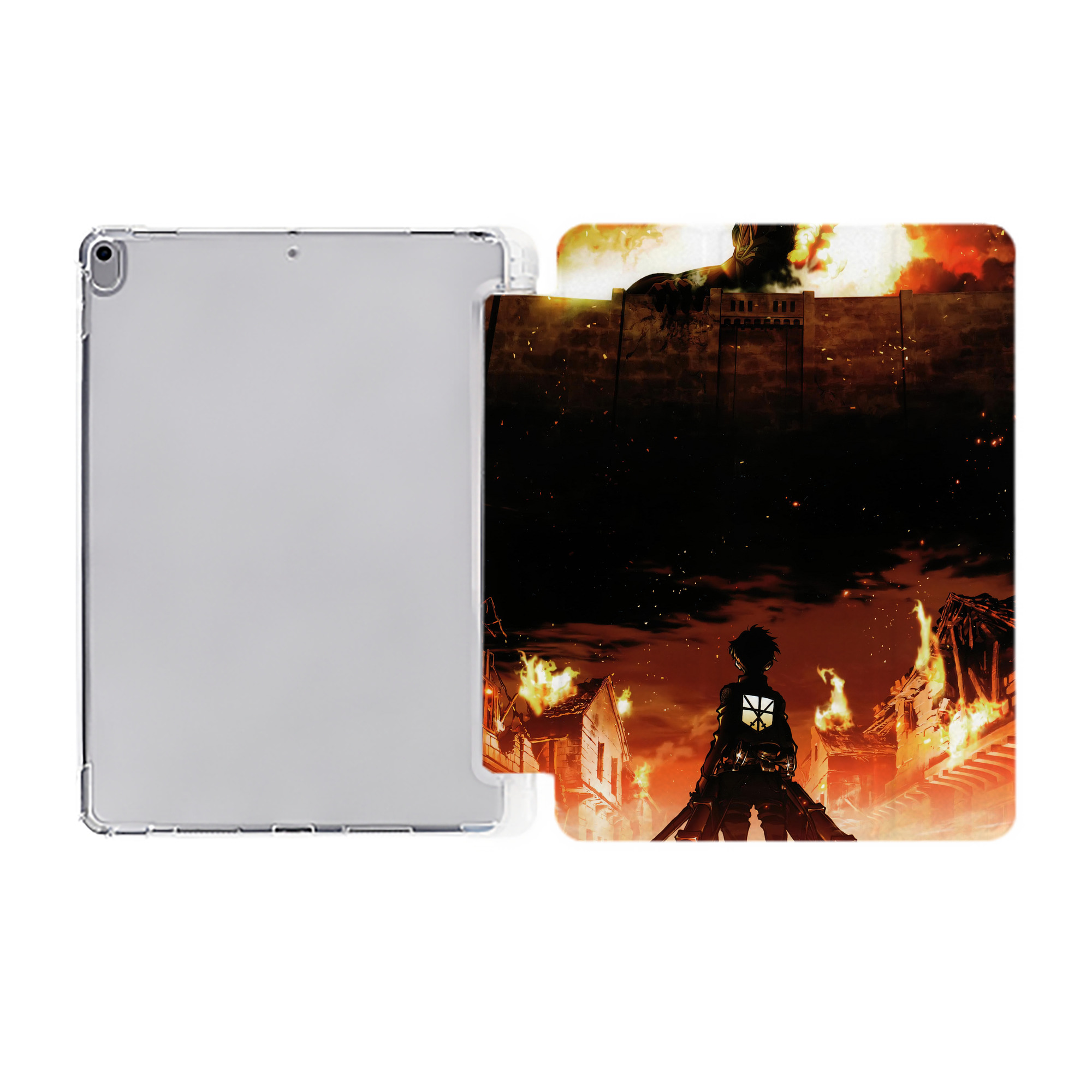 （画像用） 進撃の巨人 Attack on Titan IPad ケース ペン収納付き 三つ折りスタンド PUレザー×シリコン 対応機種9.5/10.5/10.9インチ